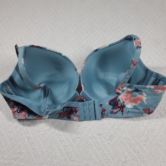 Cacique cotton boost plunge bra NWT blue floral bra size 42C Cleavage solution - Picture 2 of 10